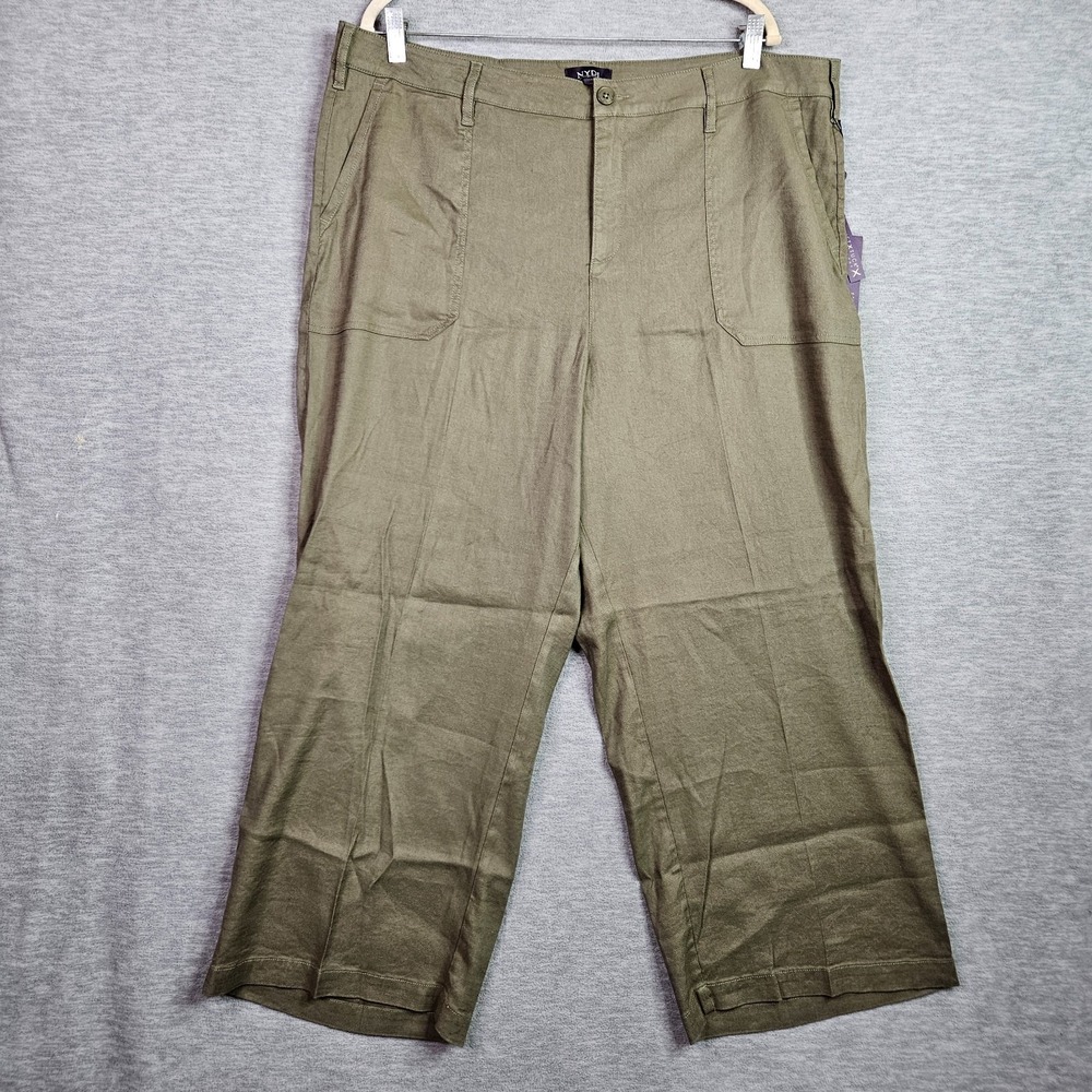 NYDJ Shorts Women 16W Plus Size Olive Green Cropped Cargo Pants NWT